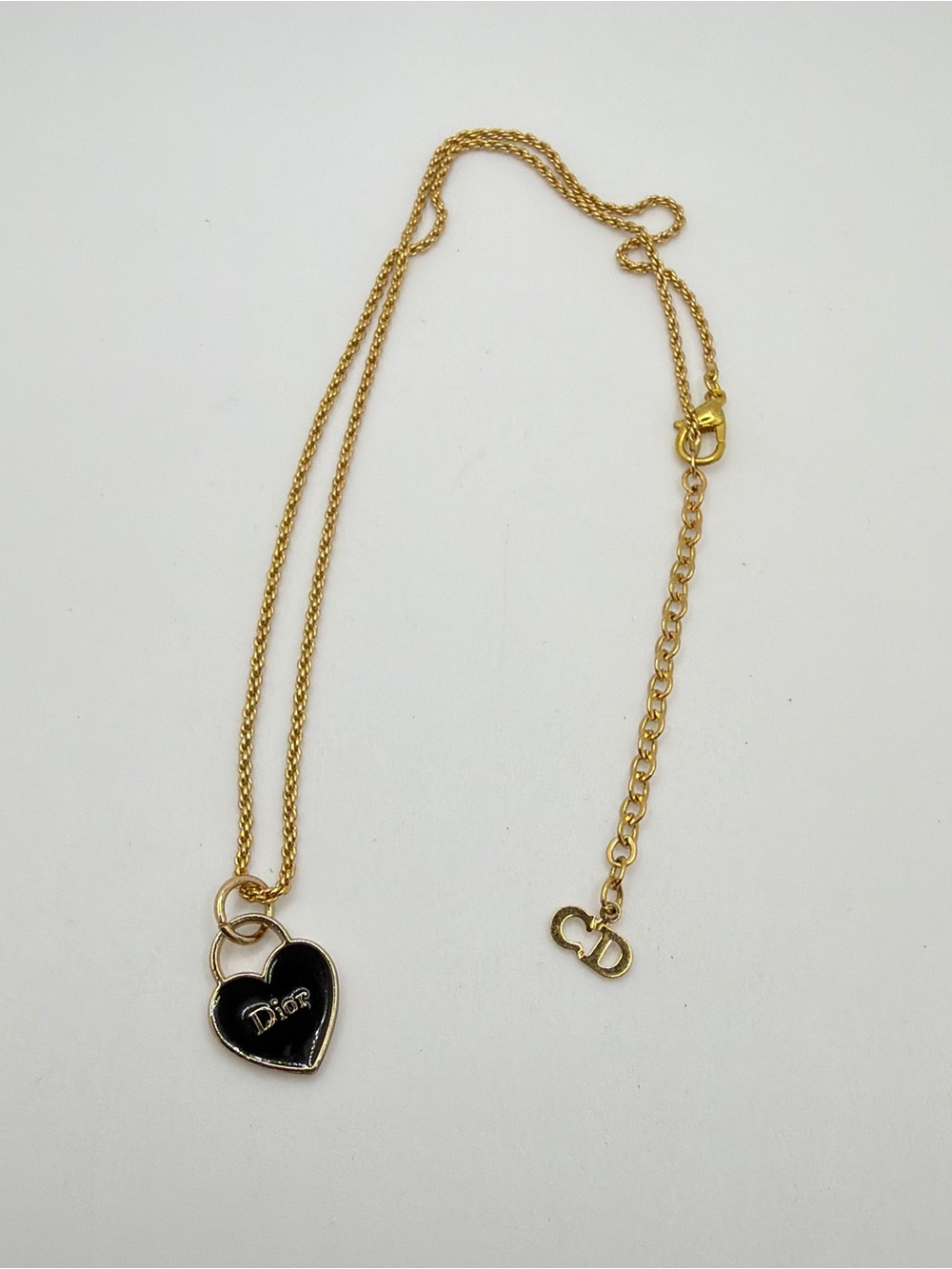 up to 17.25" REVIVED! Authentic Christian Dior gold tone rope chain w/ CD charm!
